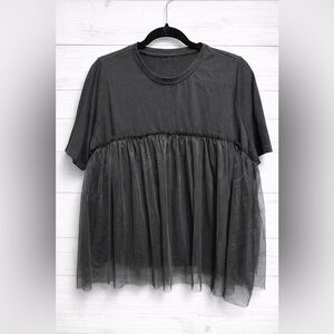 SHEIN Black Short Sleeve Mesh Top